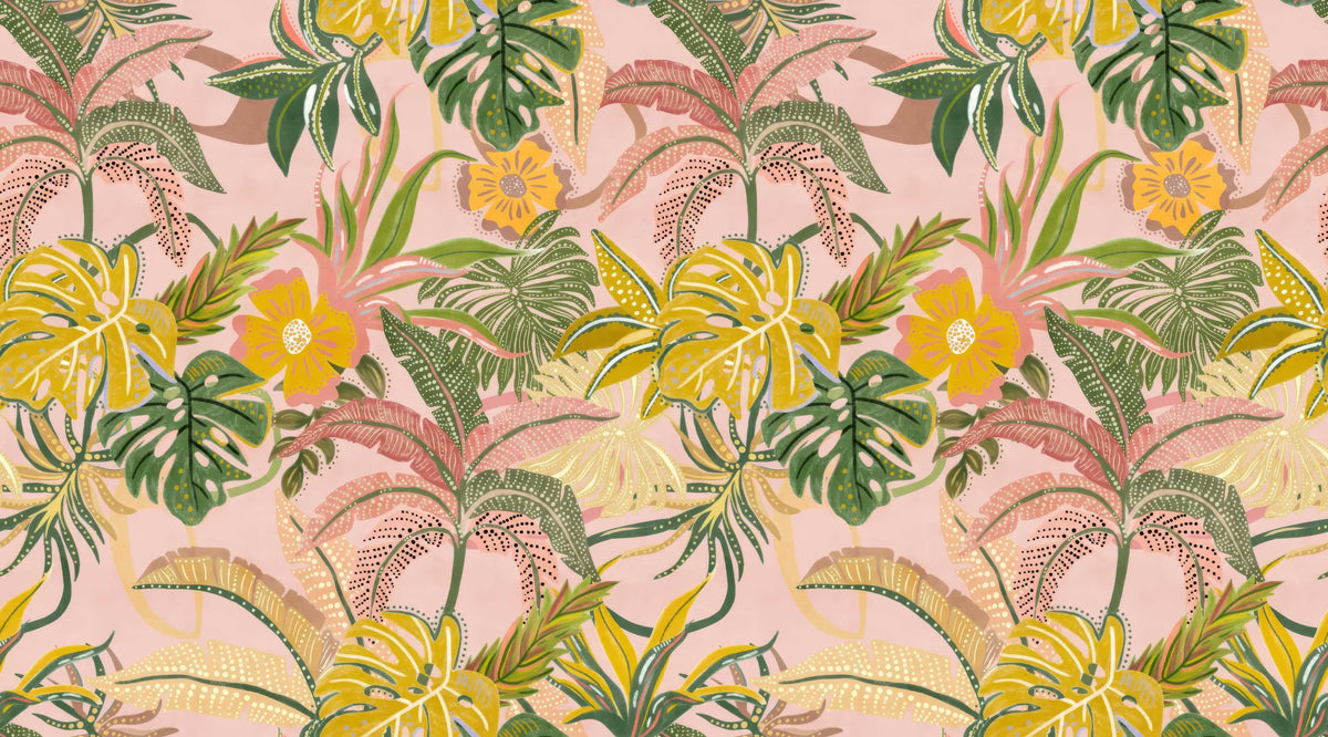 Vibrant Watercolor Tropical Leaf Wallpaper