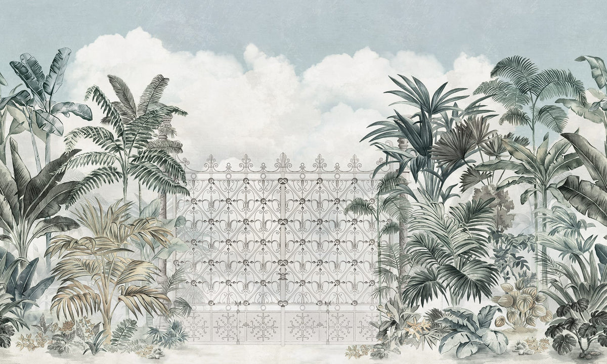 Tropical Garden Gate Wallpaper in your room