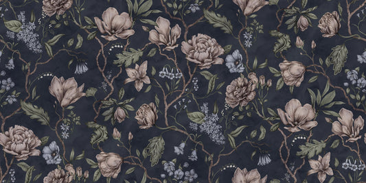 Belinda Dark Blue Garden Wallpaper