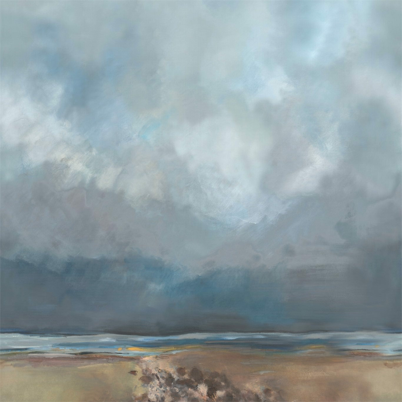 Serene watercolor beach mural
