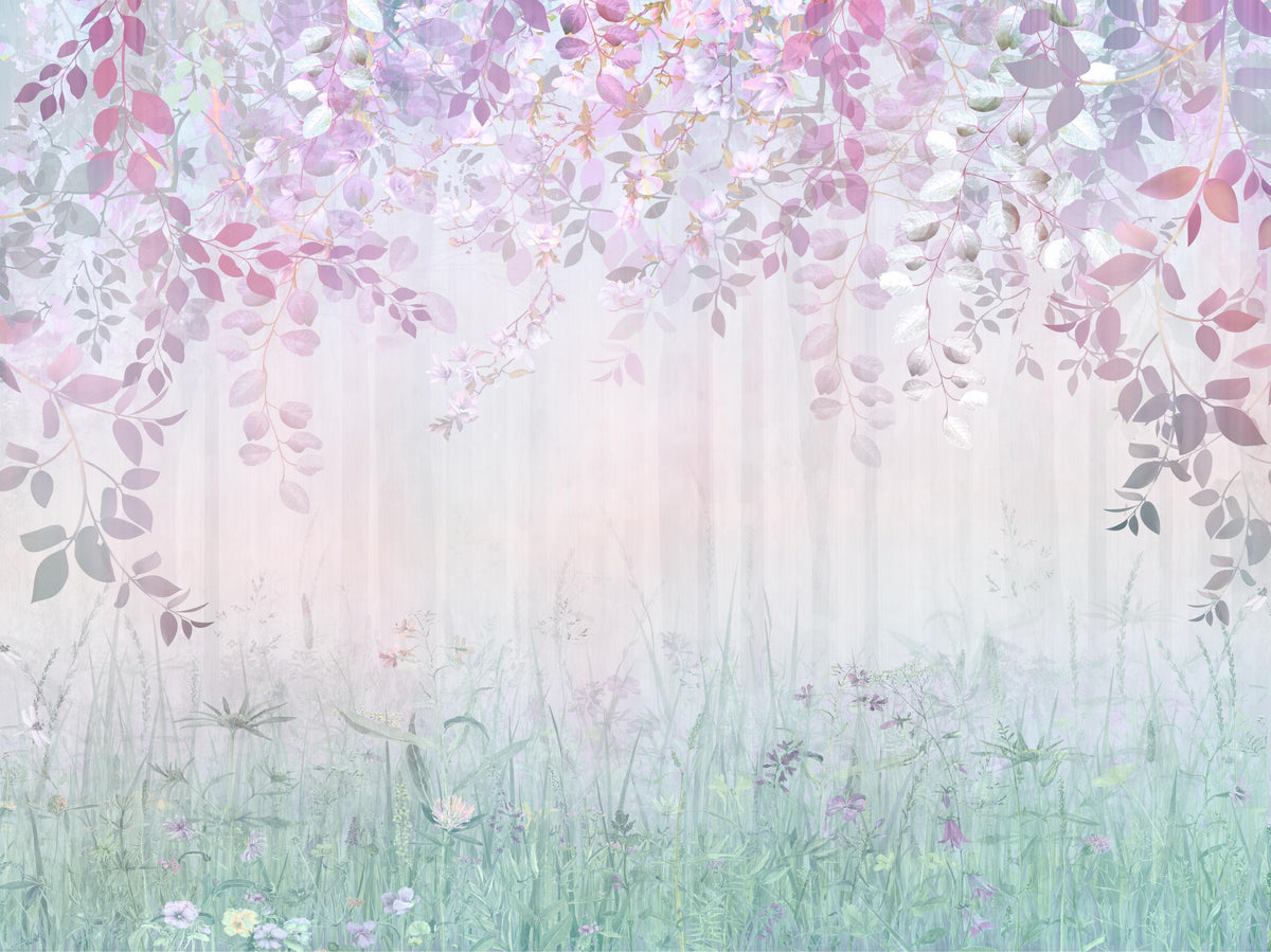 Misty Purple Forest Girls Wallpaper in your room — zoomed