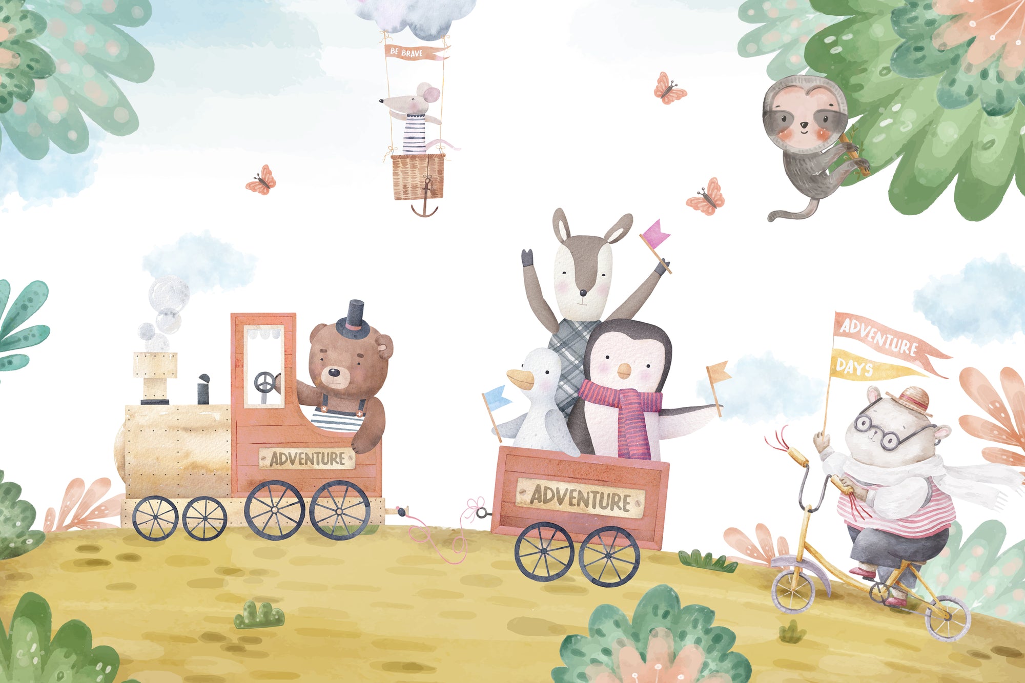 Cute Animal Train Wallpaper