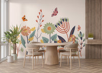 Botanical butterfly garden wallpaper for home