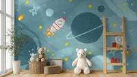 Galactic Adventure kids' room wallpaper for astronauts