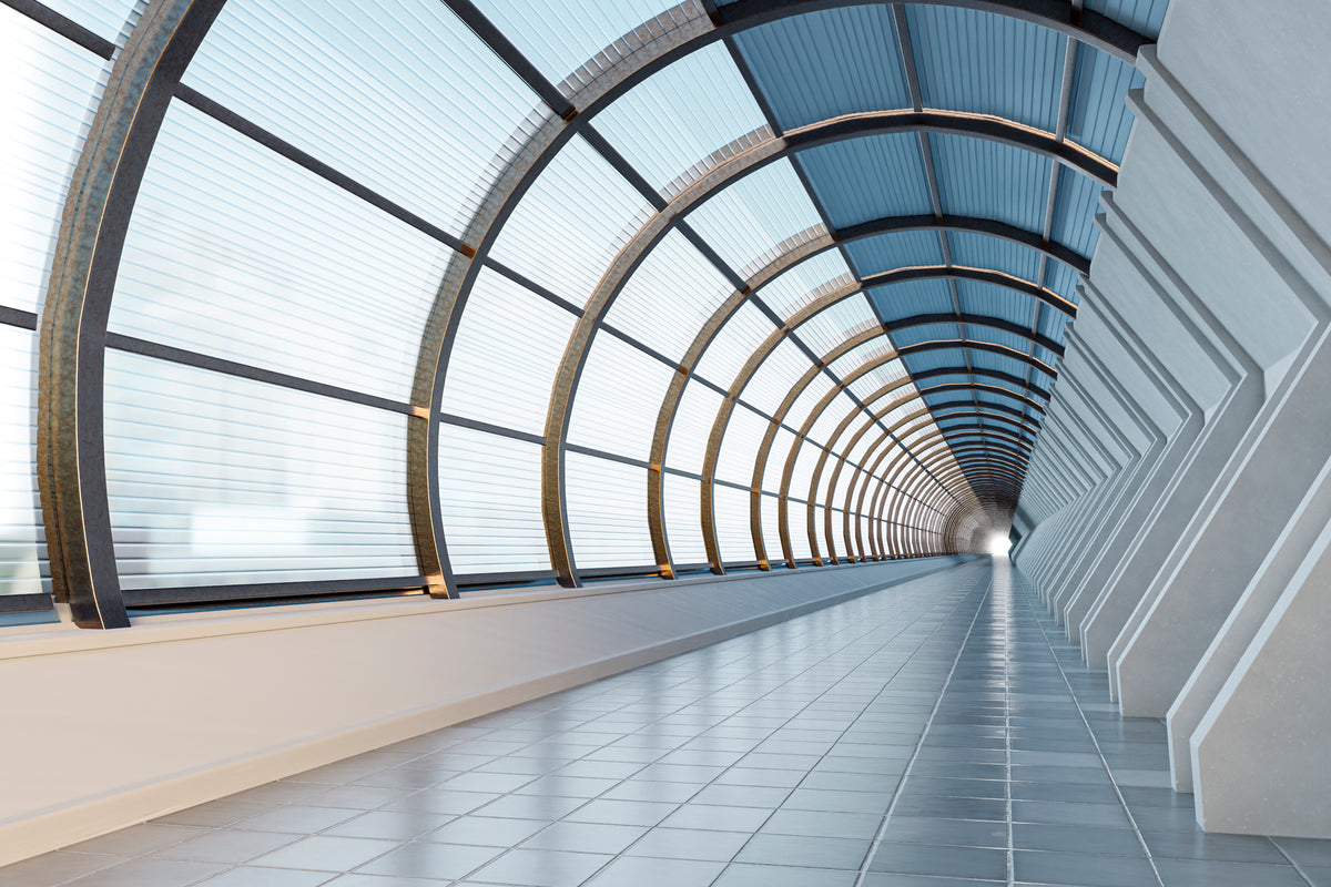 Architectural Glass Tunnel Wallpaper in your room — zoomed
