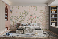 Vintage-inspired chinoiserie wallpaper mural scene