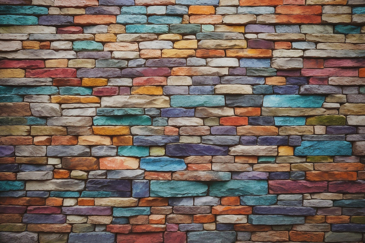 Colorful Bricks Texture Wallpaper in your room — zoomed
