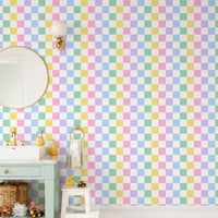 Vibrant pastel squares in seamless tile design