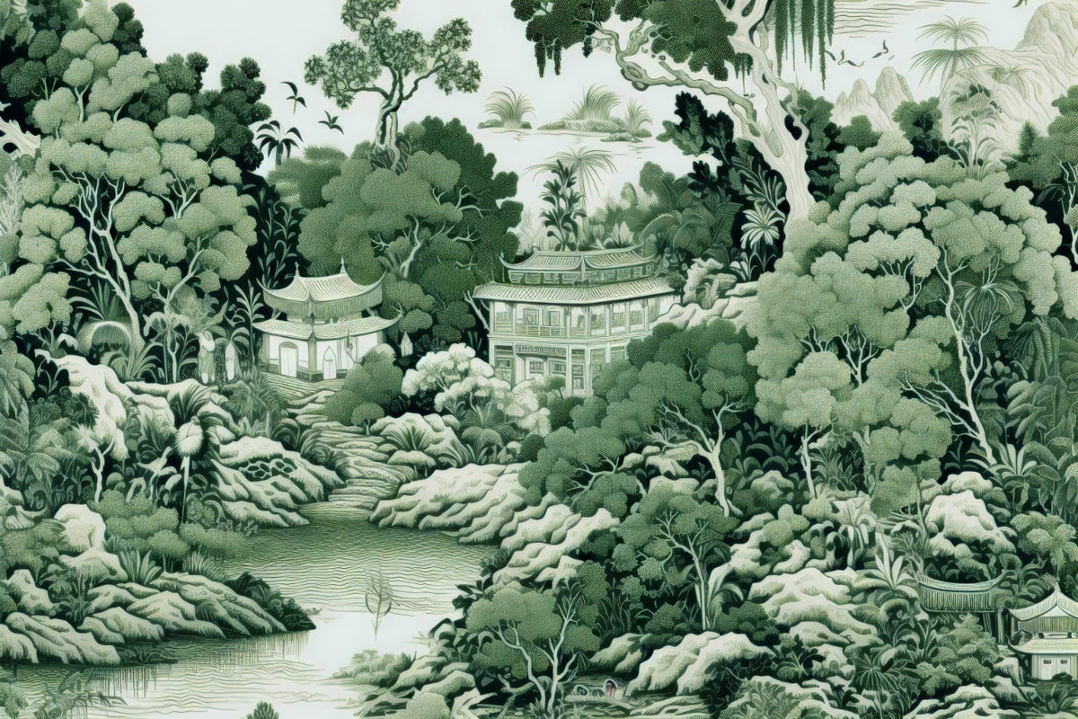 Green Garden Wall Mural in your room — zoomed