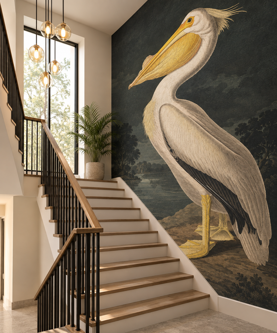White Pelican Wallpaper Mural