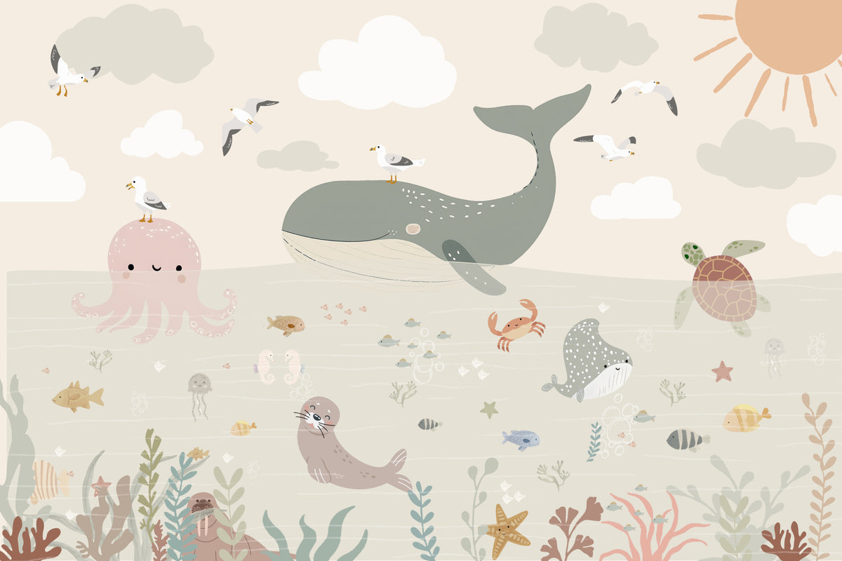 Ocean Creatures Wall Mural in your room