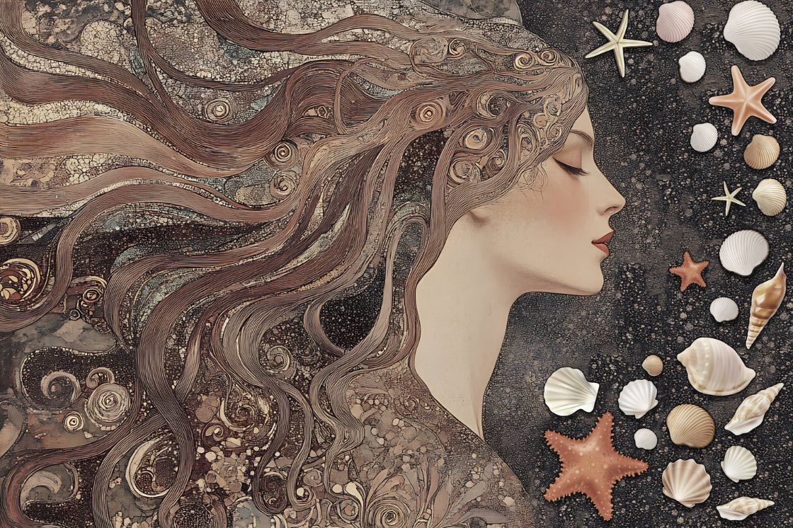 Art Nouveau Sea Goddess Portrait Wall Mural in your room
