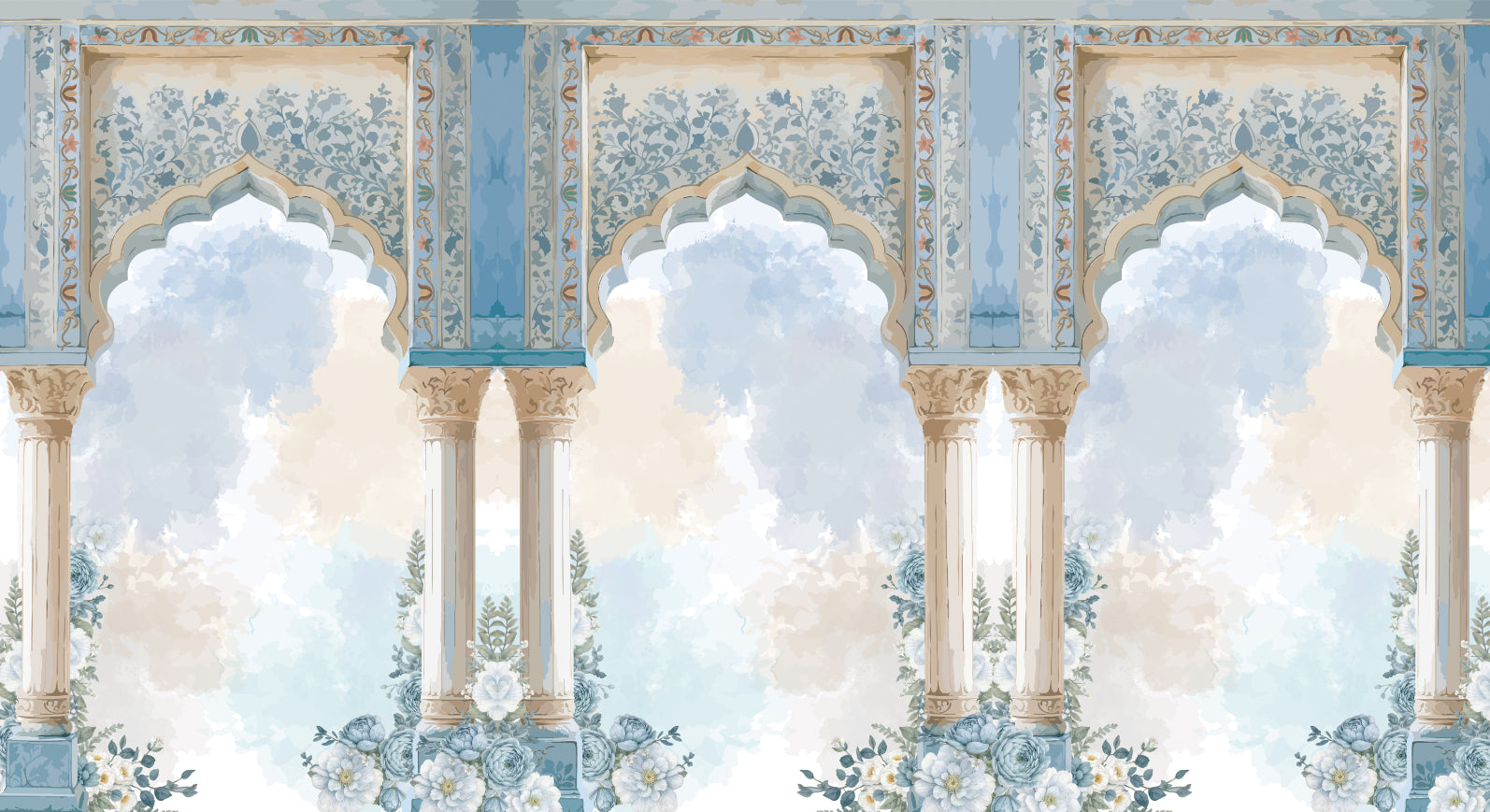 Royal Mughal Palace Arch Mural in your room — zoomed