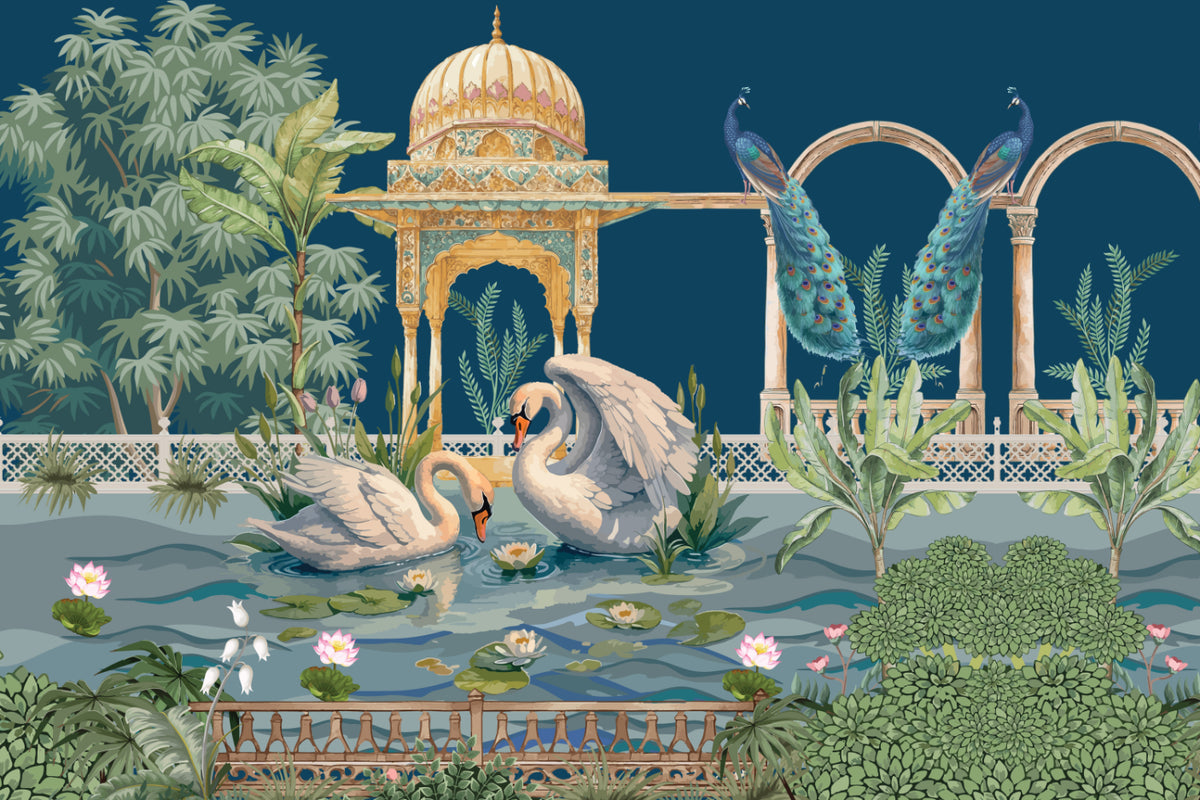 Romantic Swan Lake Palace Mural