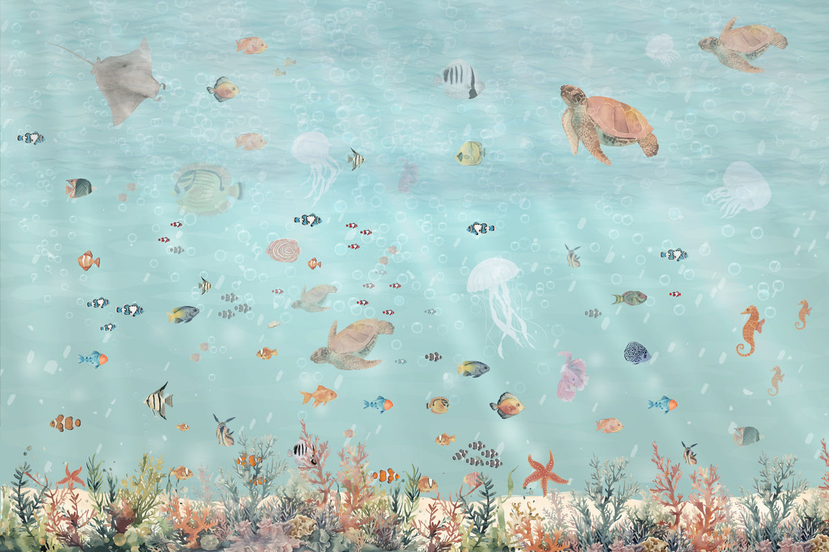Underwater Marine Life Wall Mural in your room — zoomed