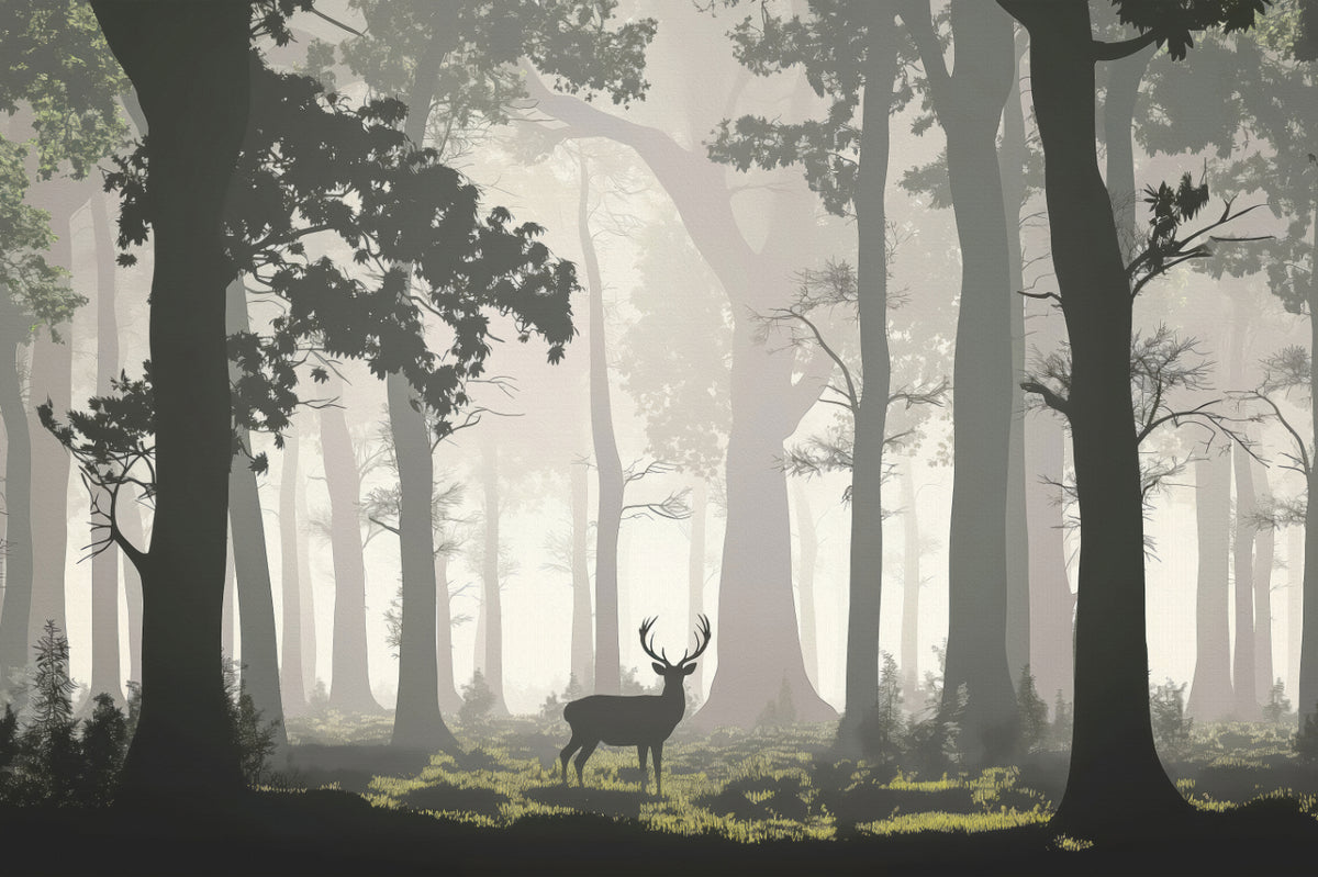 Misty Woodland Deer Wall Mural in your room