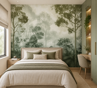 Misty Green Forest Wall Mural