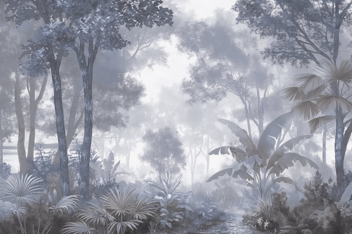 Misty Jungle Fog Wall Mural in your room — zoomed