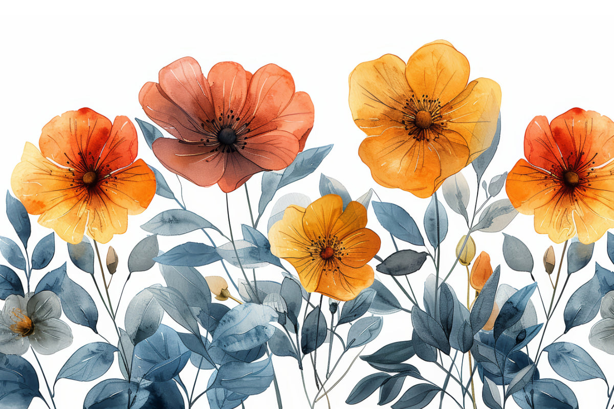 Elegant Watercolor Floral Wall Mural in your room
