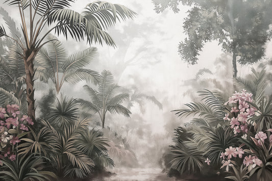 Misty Tropical Jungle Wall Mural