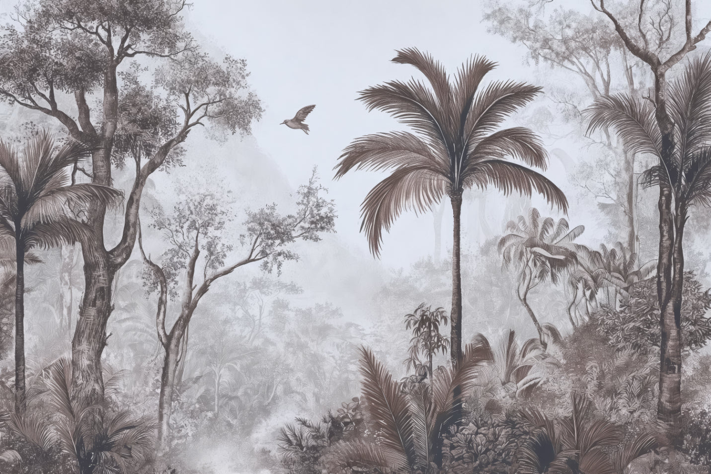 Vintage Tropical Jungle Wall Mural in your room — zoomed