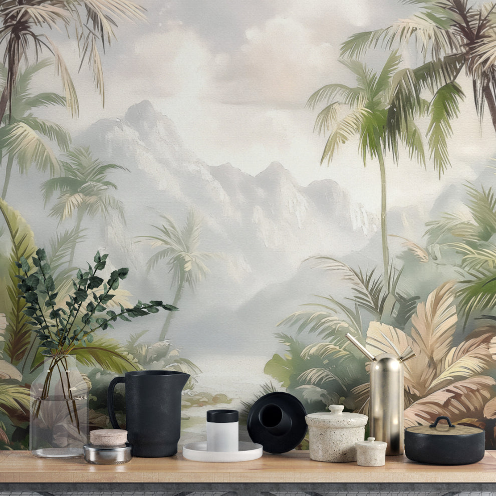 Misty Tropical Jungle Wallpaper Mural Misty Tropical Jungle Wallpaper Mural