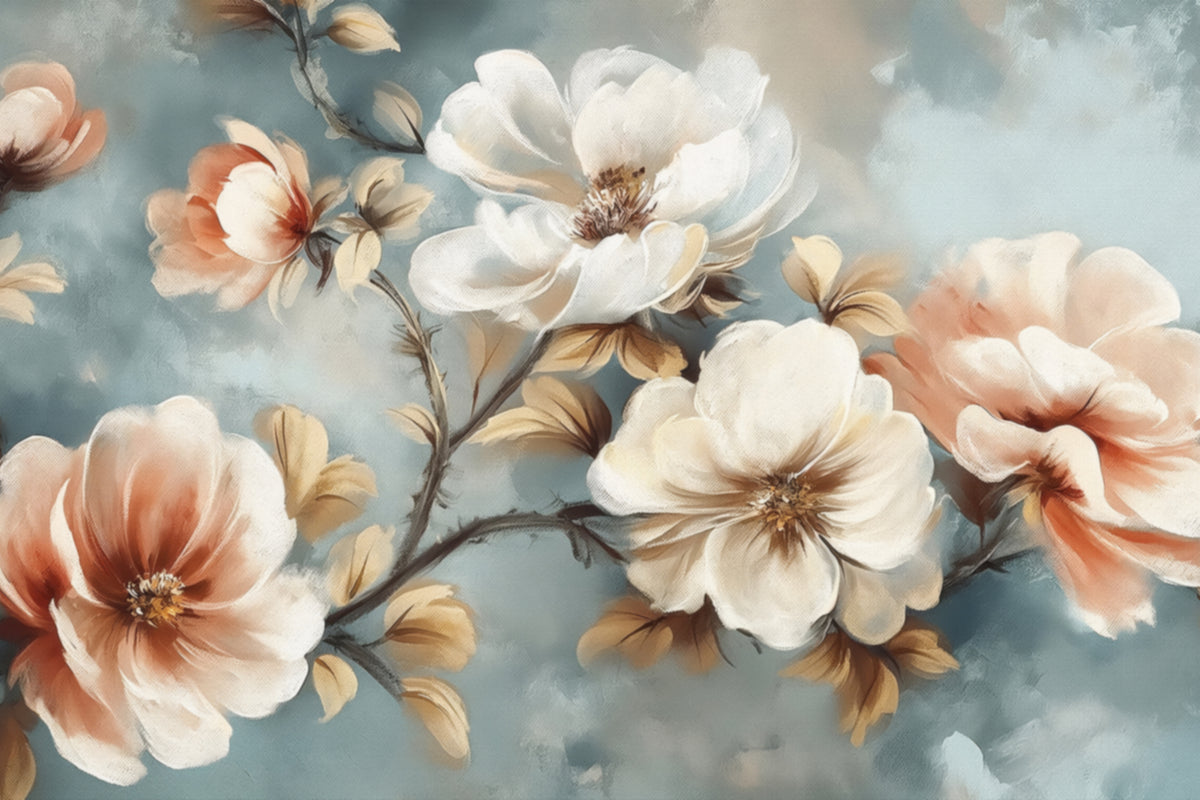 Elegant Watercolor Floral Wall Mural in your room — zoomed
