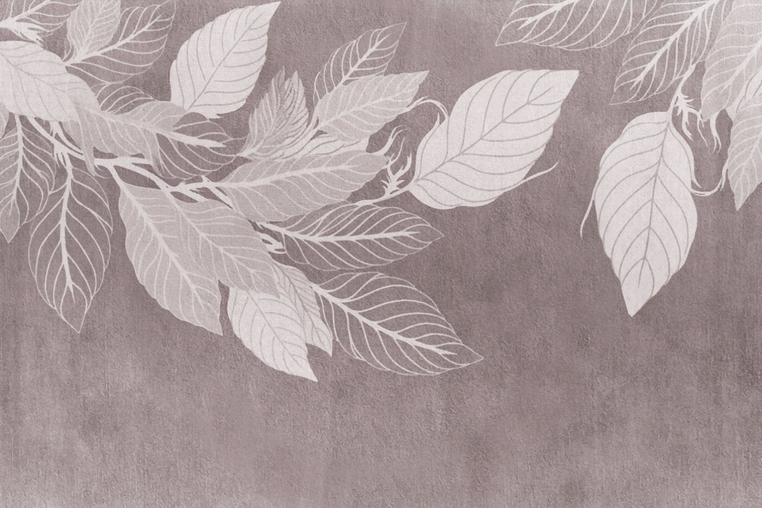 Monochrome Botanical Leaf Wall Mural