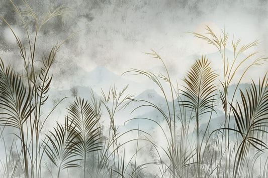 Misty Botanical Landscape Wall Mural