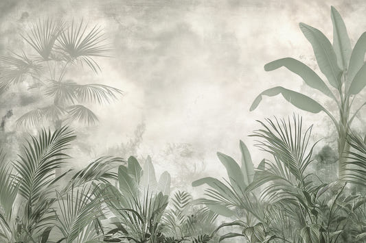 Misty Tropical Jungle Wall Mural