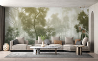 Realistic forest wallpaper for walls with dreamy textures
