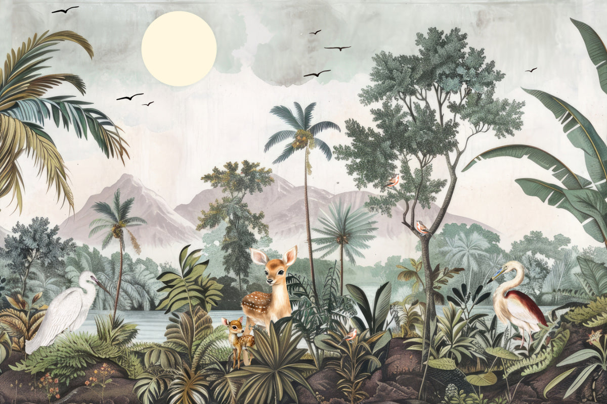 Tropical Wildlife Forest Wall Mural in your room
