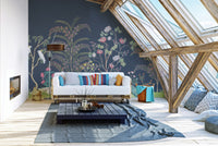 Timeless floral and bird chinoiserie mural for walls
