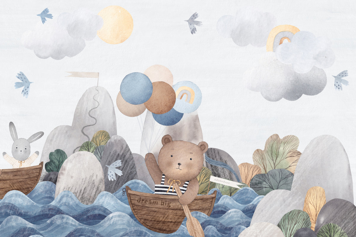 Whimsical Sailing Adventure Wallpaper in your room — zoomed