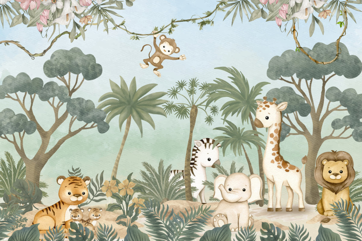 Whimsical Jungle Safari Wallpaper in your room