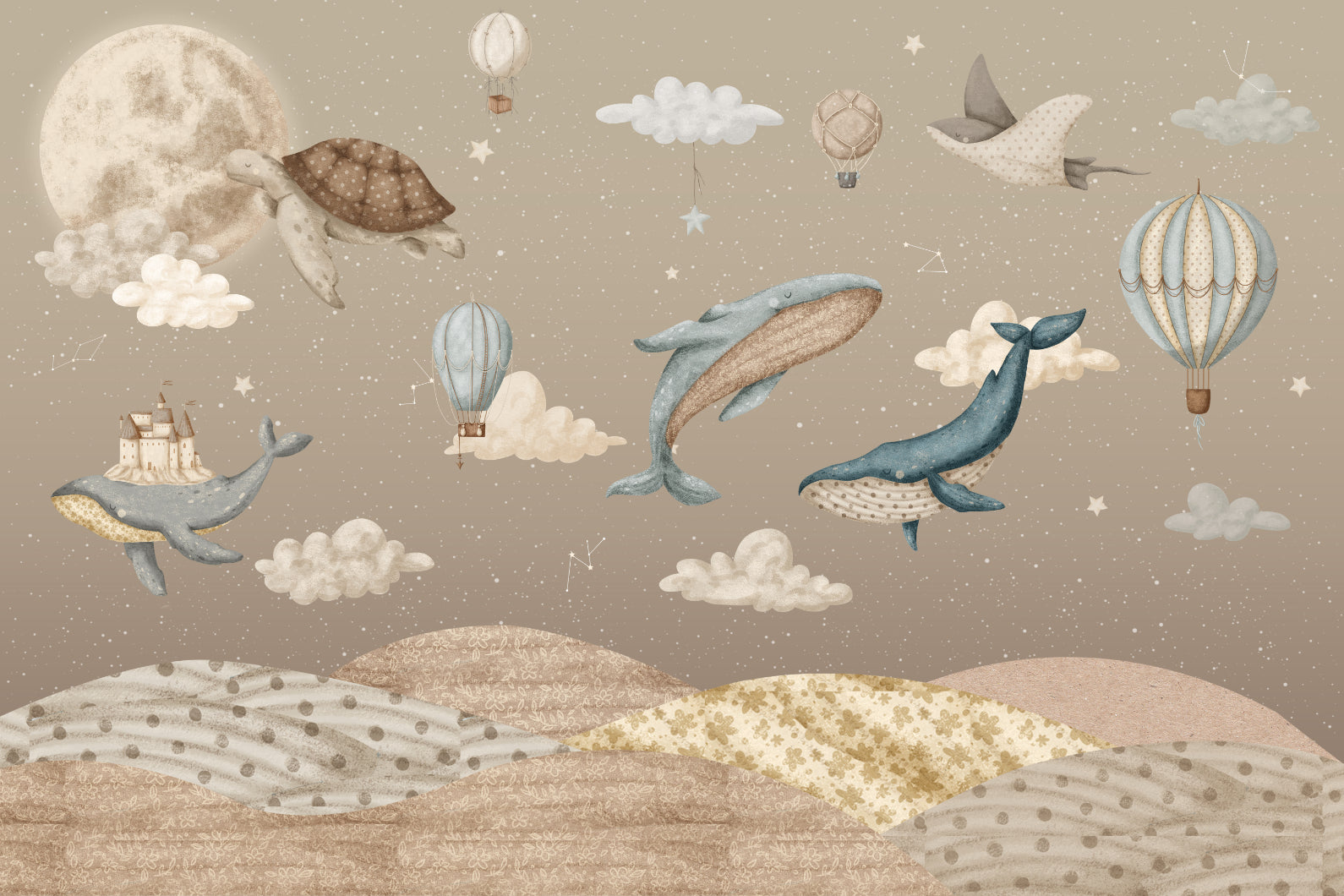 Flying Whales Wall Mural