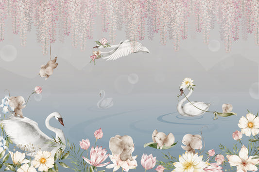 Swan Lake and Baby Elephant Mural