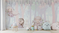 Whimsical fairy tale wallpaper for nursery walls
