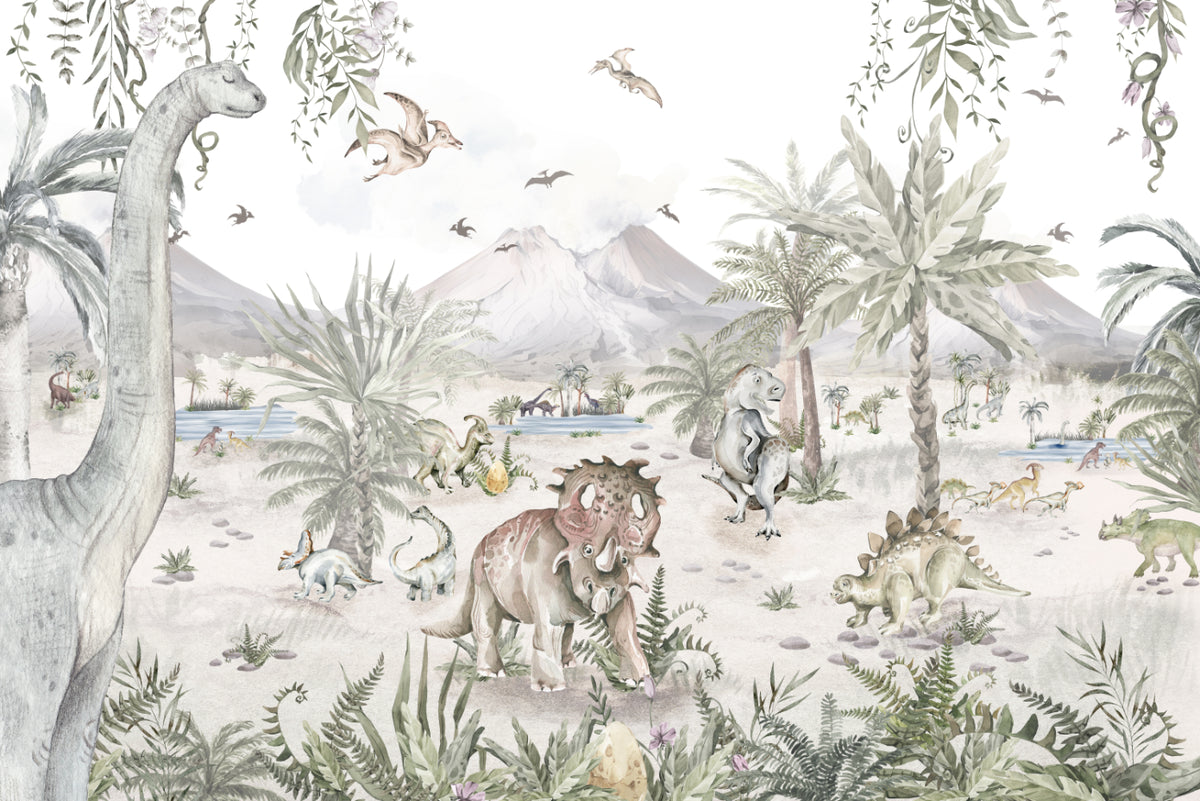Jurassic Dinosaur Landscape Wallpaper in your room