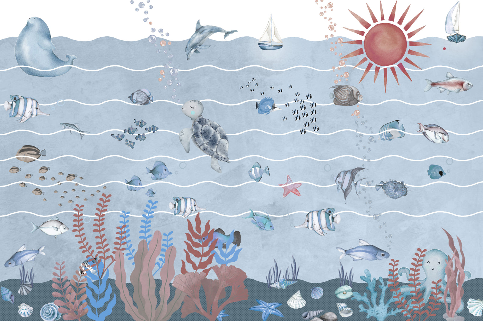 Underwater Marine Life Wallpaper Mural
