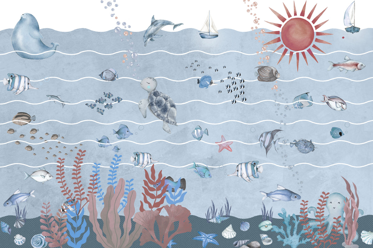 Underwater Marine Life Wallpaper Mural in your room — zoomed