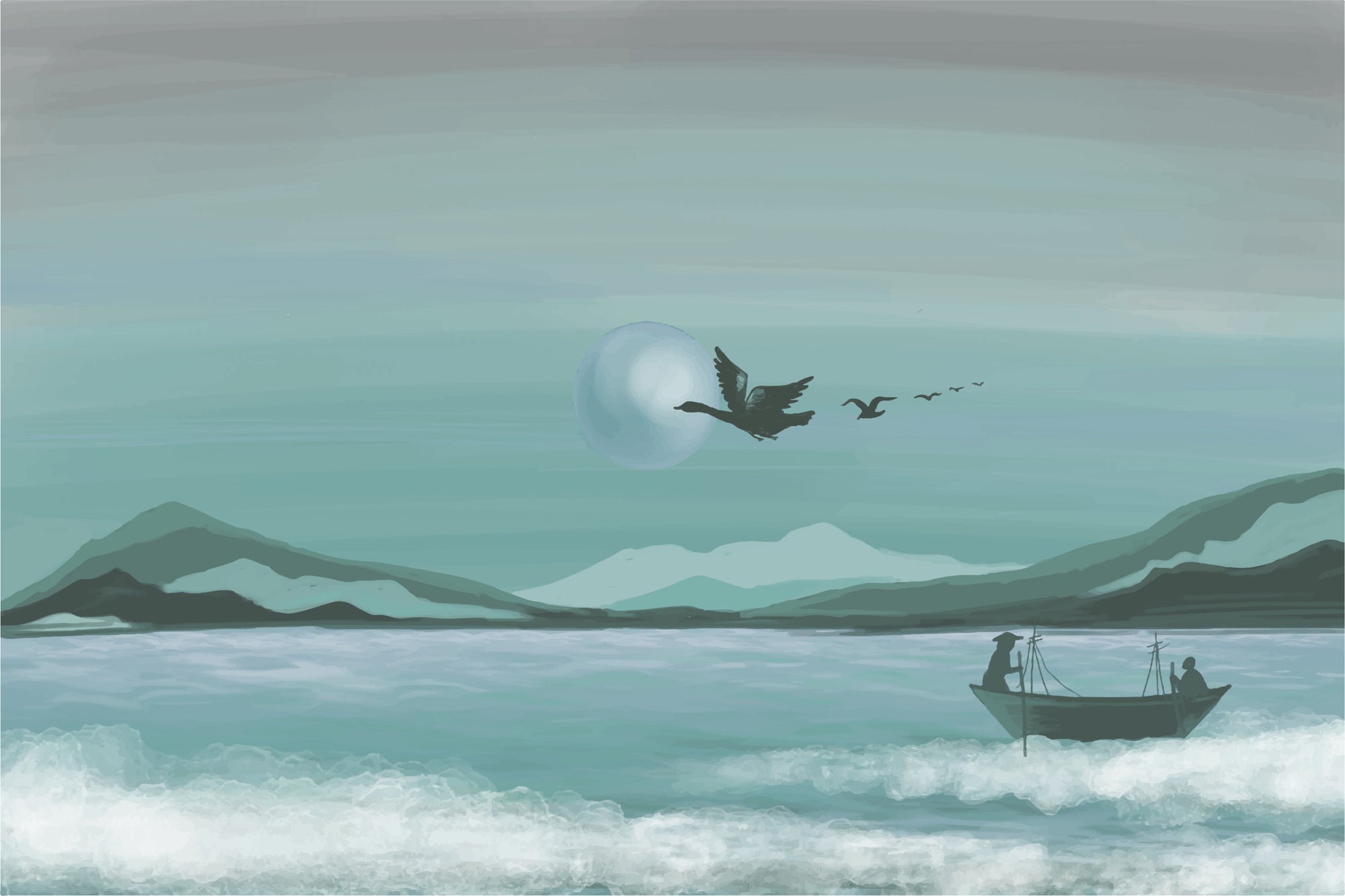 Minimalist Nature-Inspired Ocean Mural