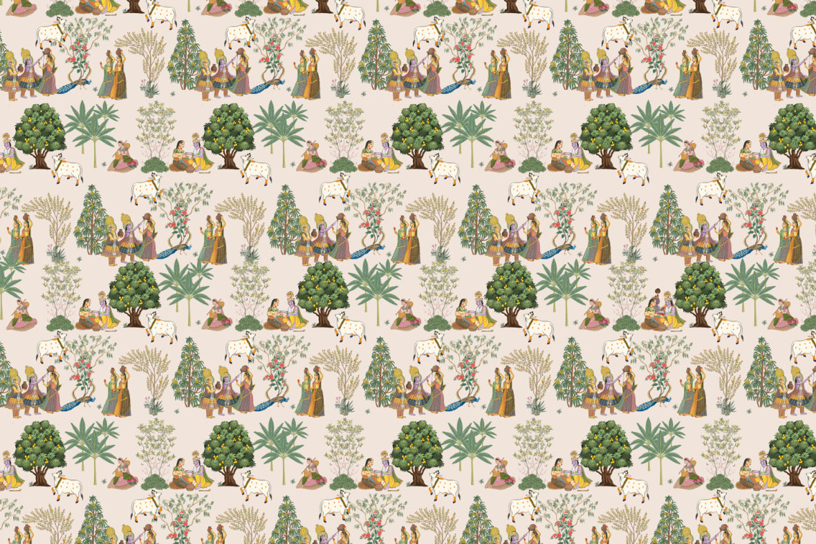 Traditional Indian Cultural Wallpaper in your room — zoomed