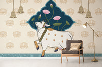 Divine Lotus Wall Mural with traditional elements
