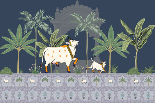 Hindu Sacred Cow Worship Mural