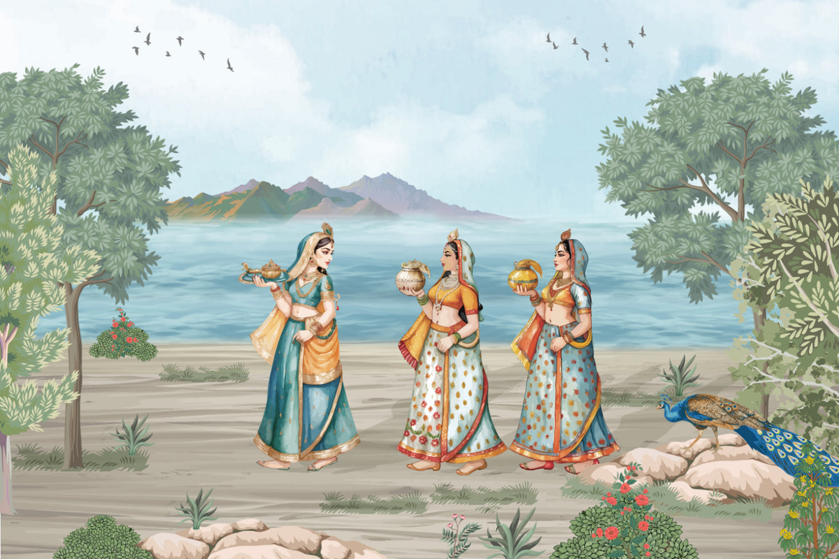 Mughal Royal Women Wall Mural in your room