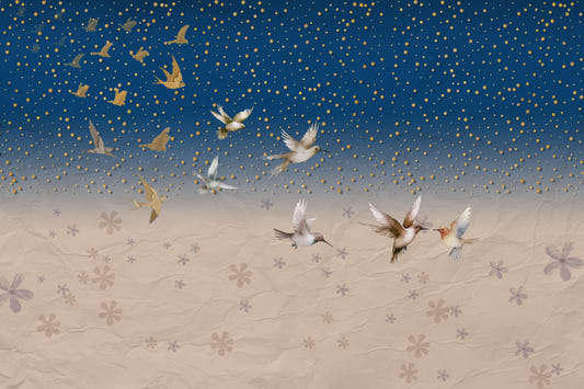 Celestial Birds Starry Sky Wall Mural