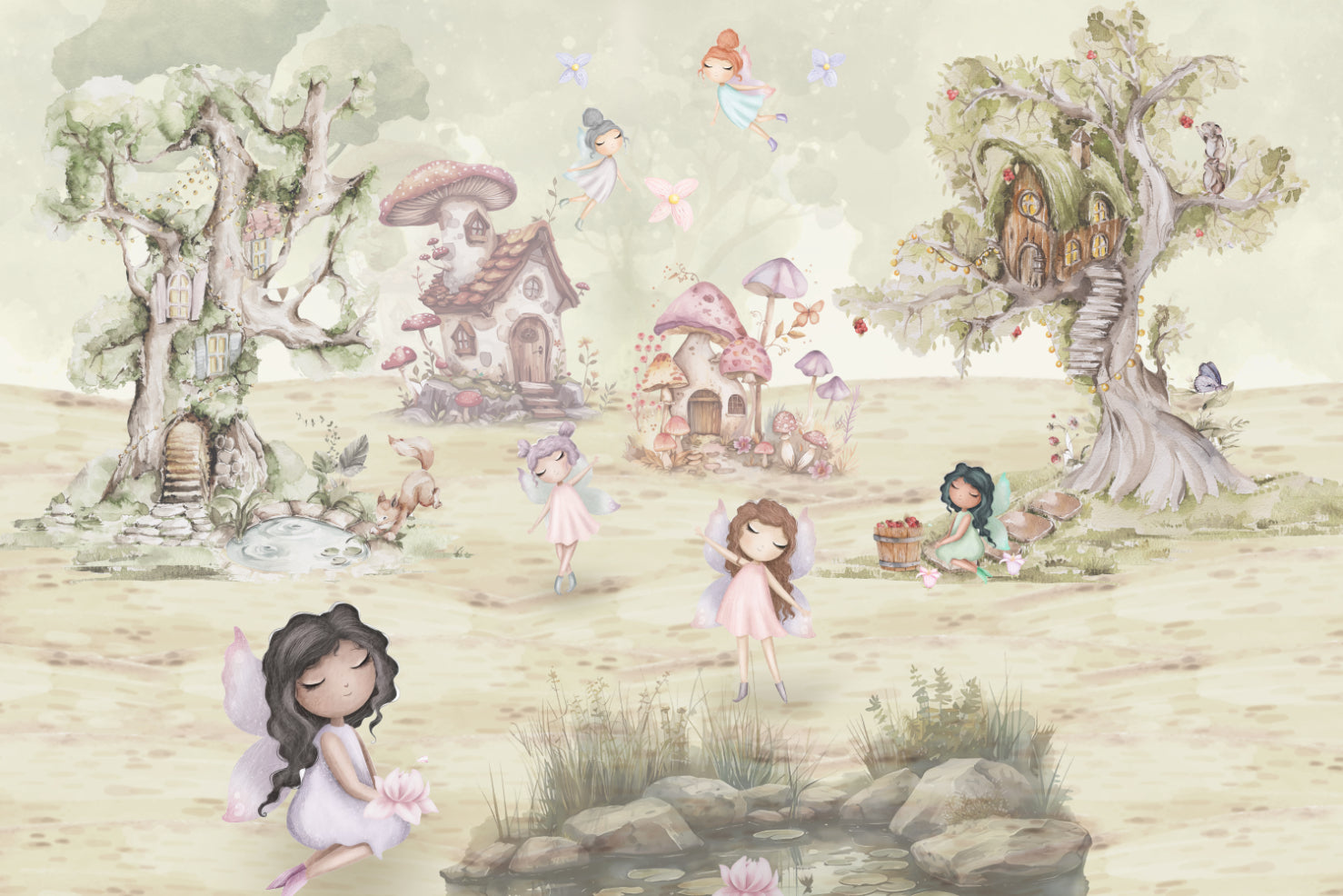 Whimsical Fairyland Enchanted Forest Wall Mural