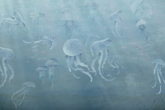 Watercolor Jellyfish Ocean Wallpaper Mural
