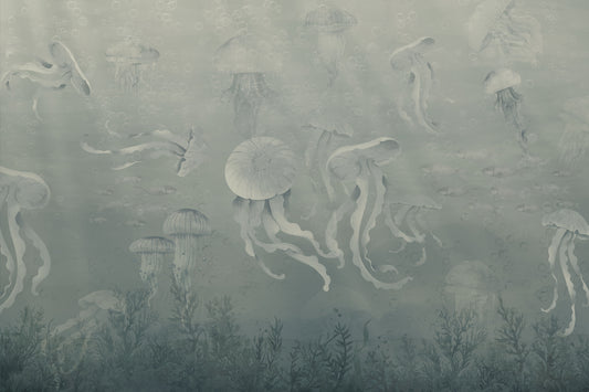 Dark Jellyfish Deep Sea Wallpaper Mural
